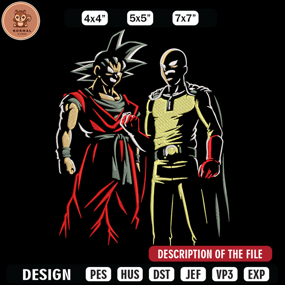 Goku x Saitama Embroidery Design, Dragonball Embroidery,Embroidery File, Anime Embroidery, Anime shirt, Digital download.jpg