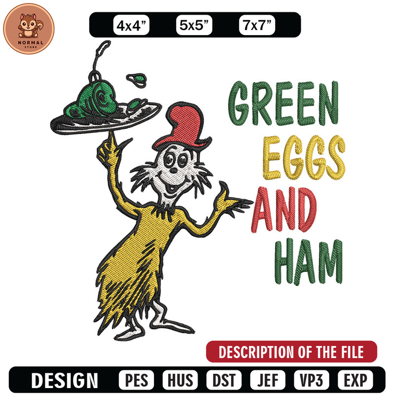 Green eggs and ham Embroidery Design, Dr Seuss Embroidery, Embroidery File, Embroidery design, Digital download.jpg