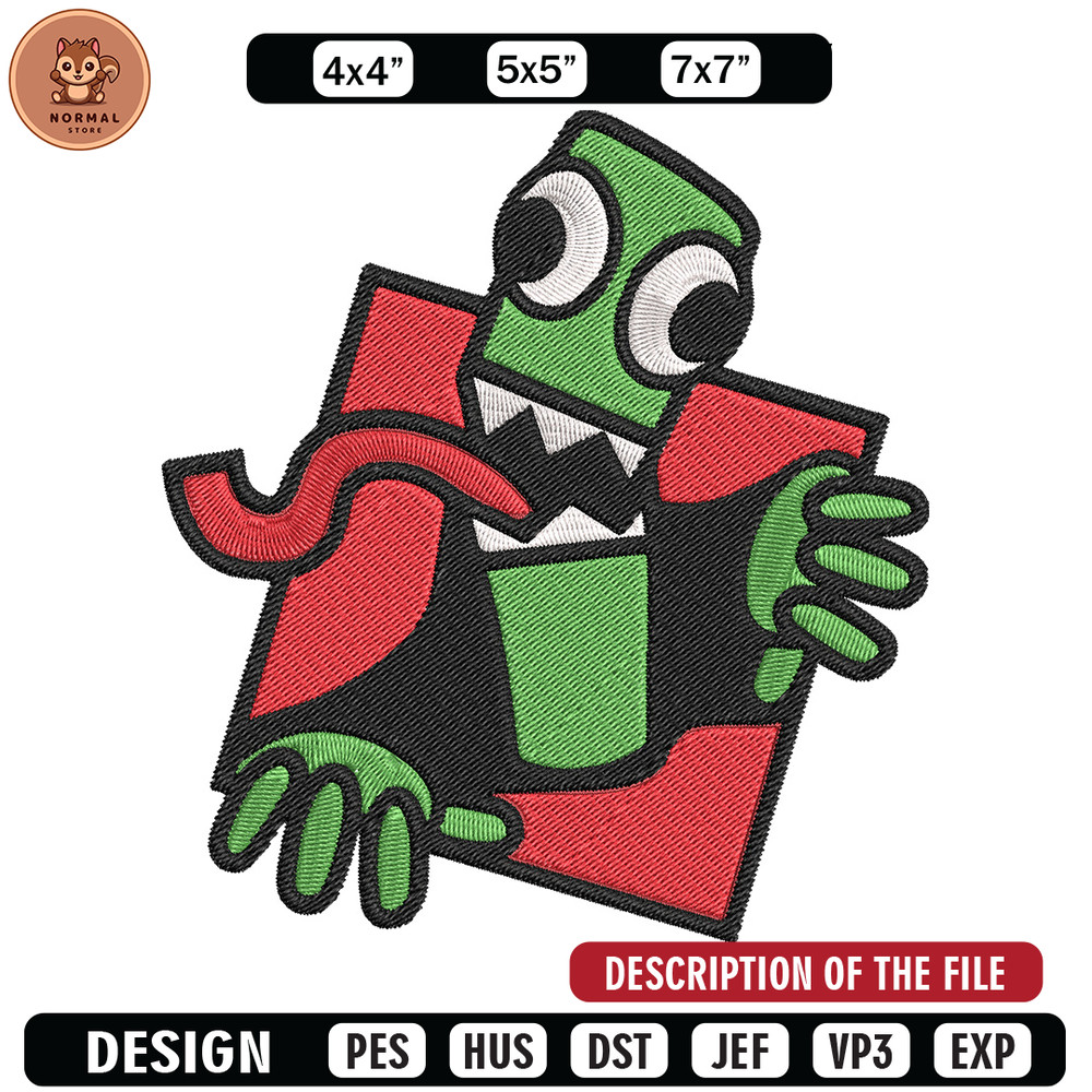 Green Rainbow Embroidery Design, Rainbow Friends Embroidery, Embroidery File, Anime Embroidery, Digital download.jpg