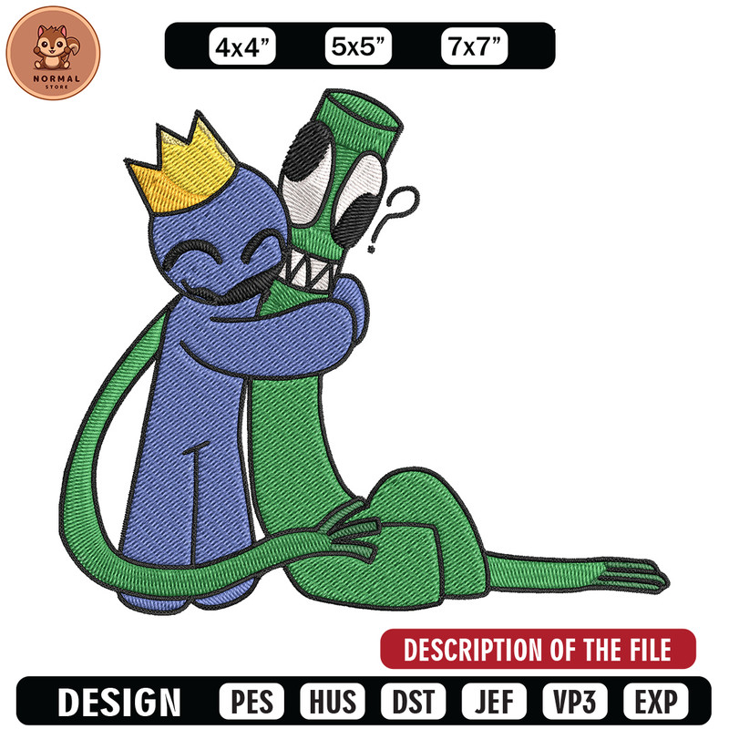 Green x blue Rainbow Embroidery Design, Rainbow Friends Embroidery, Embroidery File, Anime Embroidery, Digital download.jpg