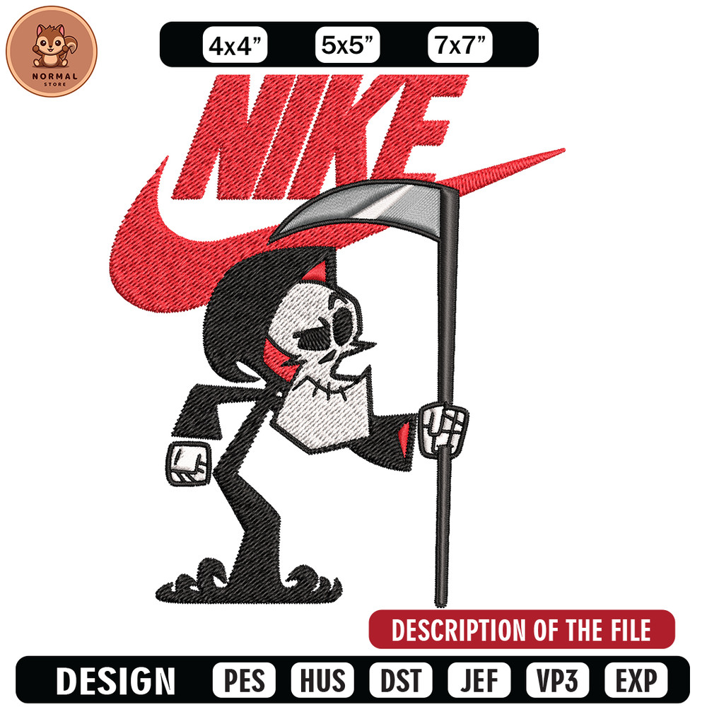 Grim cartoon Nike Embroidery design, Grim cartoon Embroidery, Nike design, Embroidery file, logo shirt, Instant download.jpg