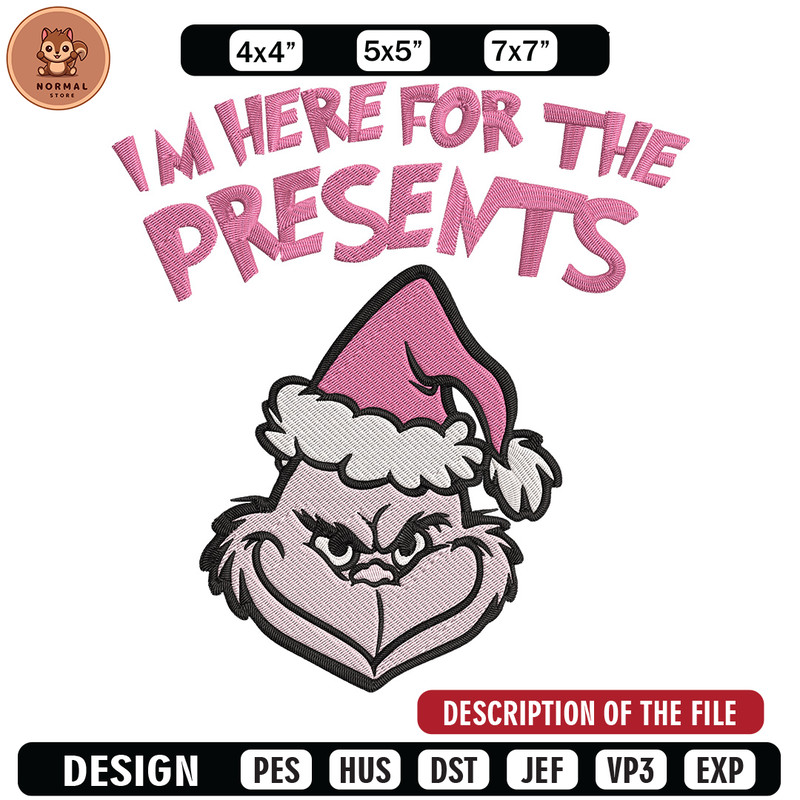 Grinch Im here Embroidery Design, Grinch Embroidery, Embroidery File, Chrismas Embroidery, Anime shirt, Digital download.jpg