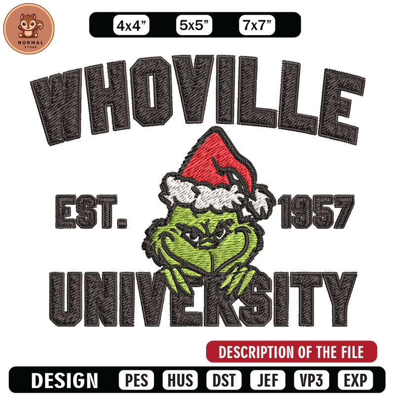 Grinch Whoville University Christmas Embroidery design, Grinch Christmas Embroidery, Grinch design, Digital download.jpg