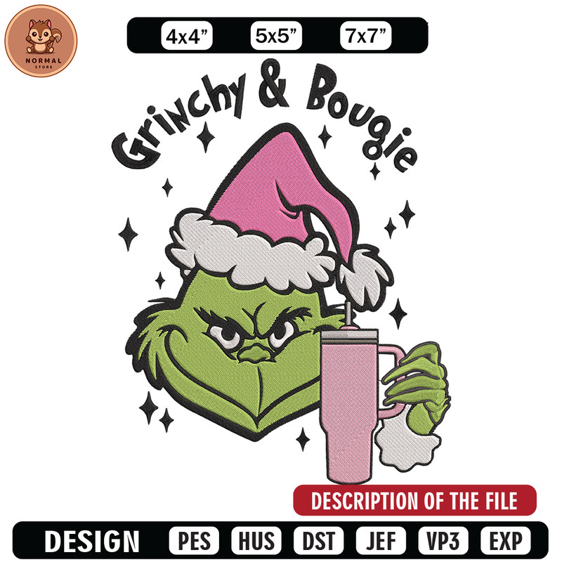 Grinchy bougie Embroidery Design, Grinch Embroidery, Embroidery File,Chrismas Embroidery, Anime shirt, Digital download.jpg