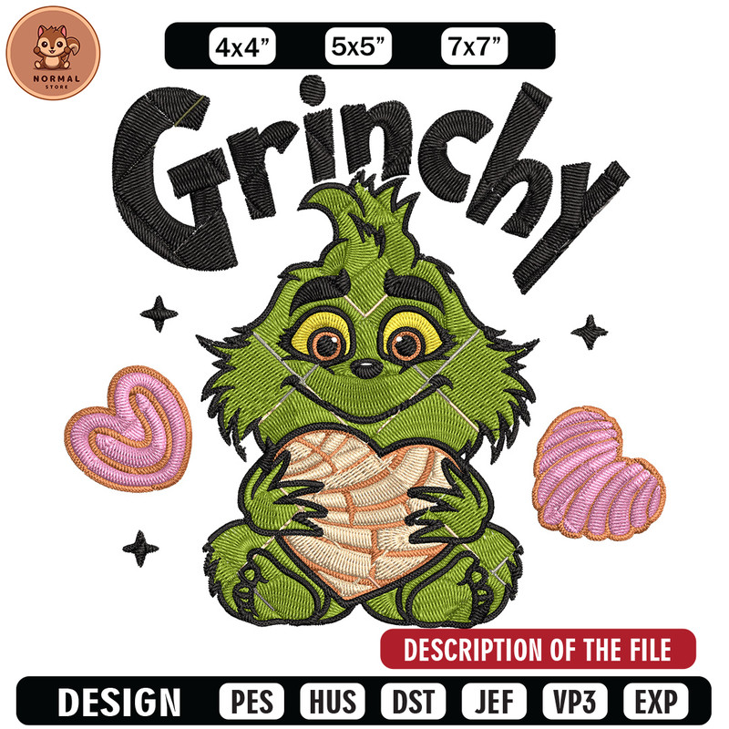 Grinchy cute Embroidery Design, Grinch Embroidery, Embroidery File, Chrismas Embroidery, Anime shirt,Digital download.jpg