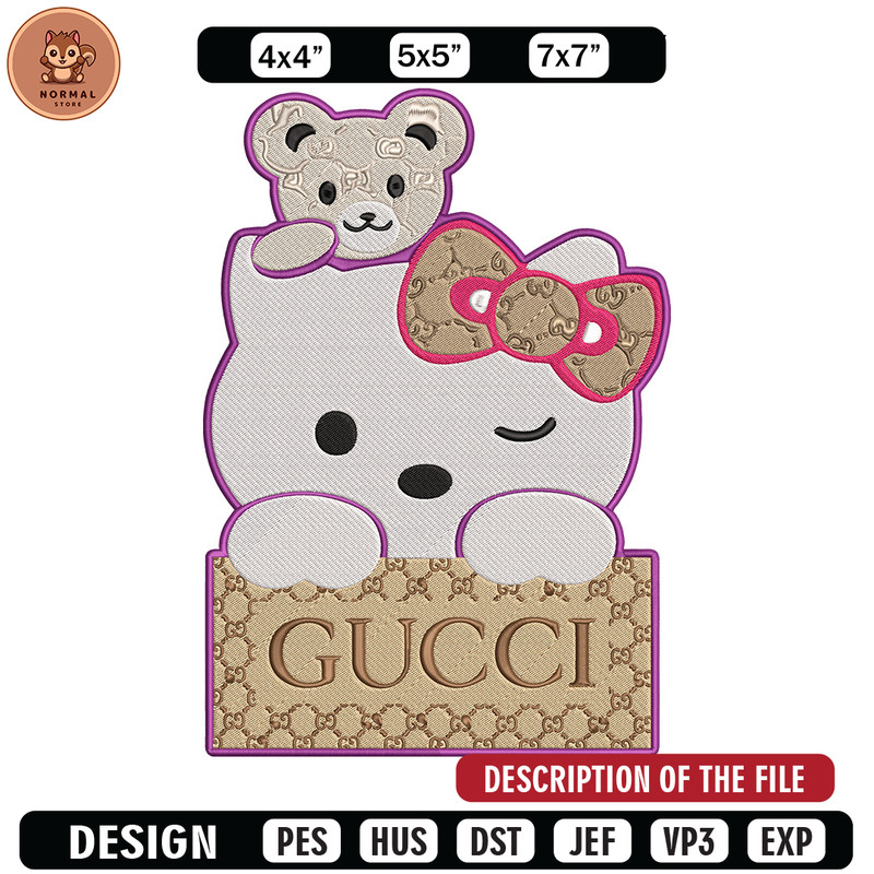 Gucci hello kitty Embroidery Design, Kitty Embroidery, Embroidery File, Gucci Embroidery, Anime shirt, Digital download.jpg