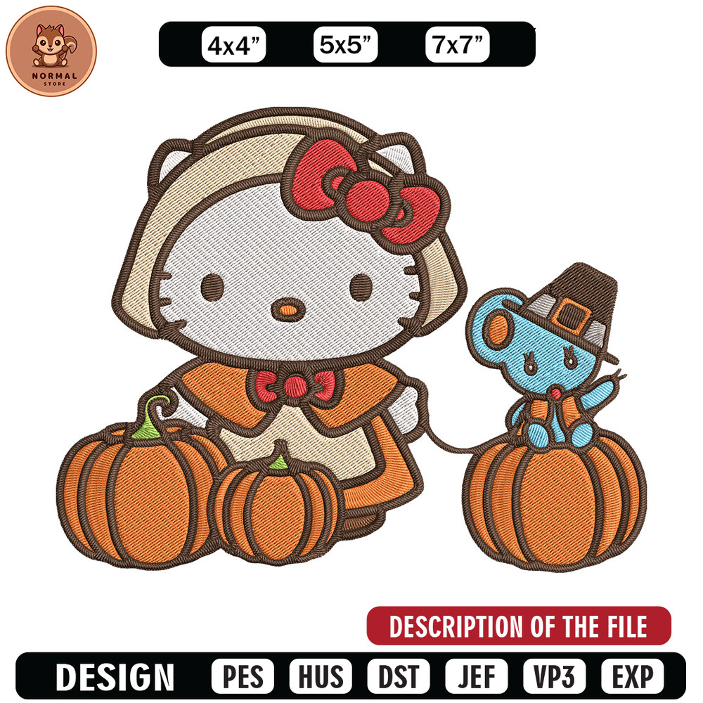 Hello kitty pumpkin Embroidery Design, Hello kitty Embroidery, Embroidery File, Anime Embroidery, Digital download.jpg