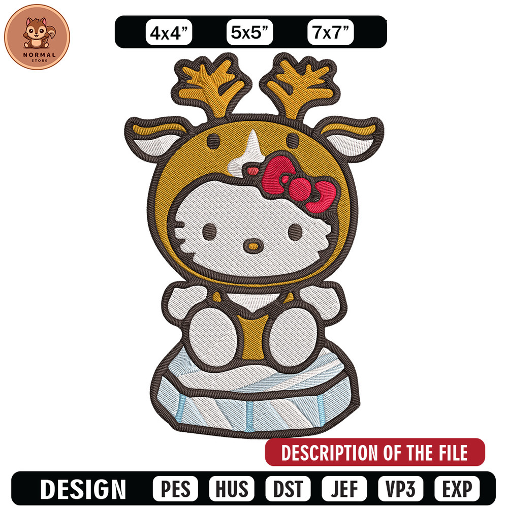 Hello kitty reineer Embroidery Design, Hello kitty Embroidery, Embroidery File, Anime Embroidery, Digital download.jpg