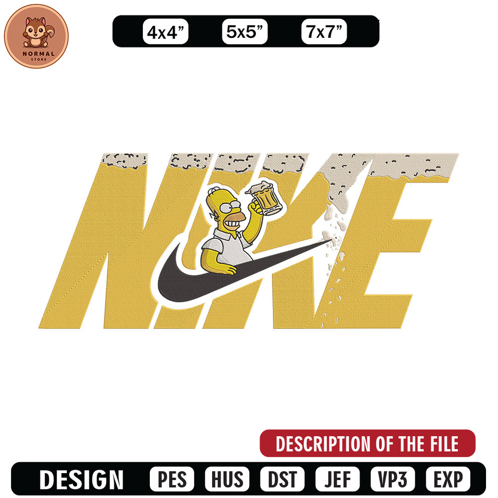 Homer x nike Embroidery Design, Simpson Embroidery, Embroidery File, Nike Embroidery, Anime shirt, Digital download.jpg