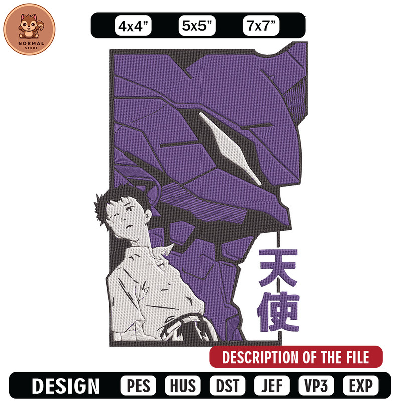 Ikari Shinji Embroidery Design, Evangelion Embroidery, Embroidery File, Anime Embroidery, Anime shirt, Digital download..jpg