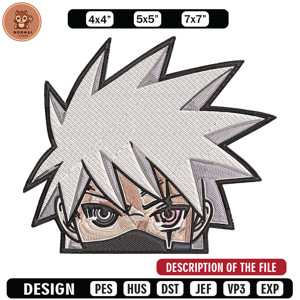 Kakashi Peeker Embroidery Design, Naruto Embroidery, Embroidery File, Anime Embroidery, Anime shirt, Digital download.jpg
