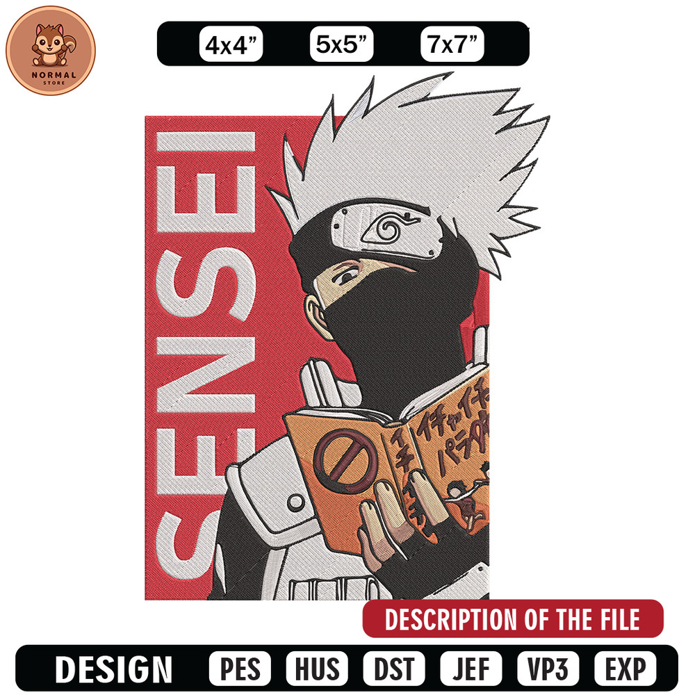 Kakashu sensei Embroidery Design, Naruto Embroidery, Embroidery File, Anime Embroidery, Anime shirt, Digital download.jpg