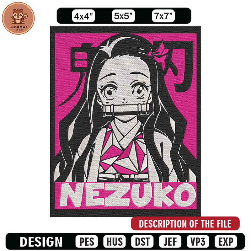 Kamado nezuko poster Embroidery Design, Demon slayer Embroidery, Embroidery File, Anime Embroidery, Digital download..jpg