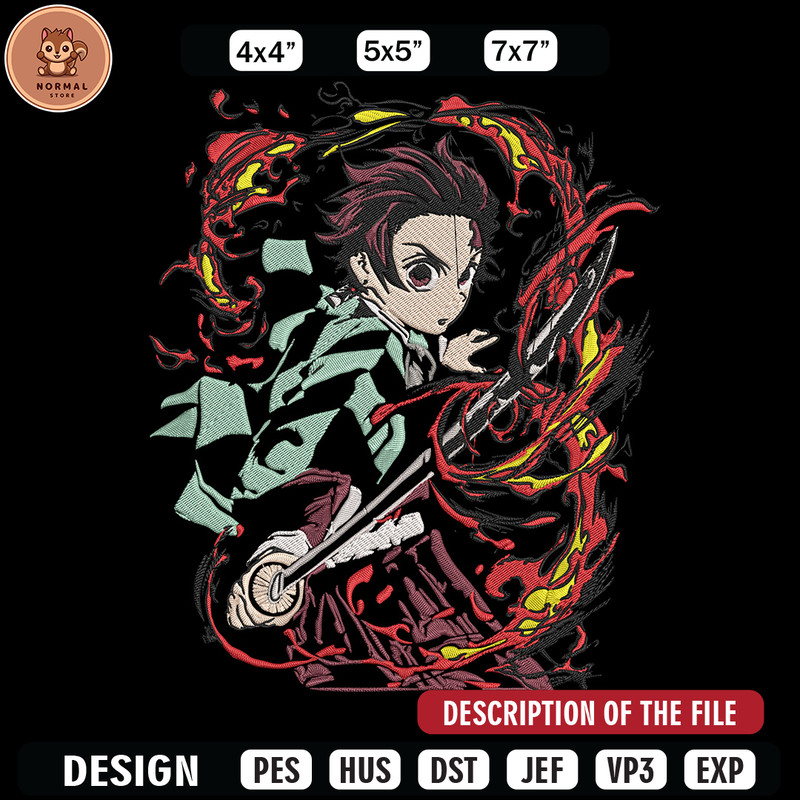 Kamado Tanjiro Embroidery Design, Demon slayer Embroidery, Embroidery File, Anime Embroidery, Digital download..jpg
