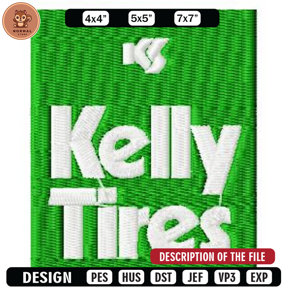 Kelly tires logo text embroidery design, Embroidered shirt, Car Embroidery, Car design, Logo design, digital download.jpg