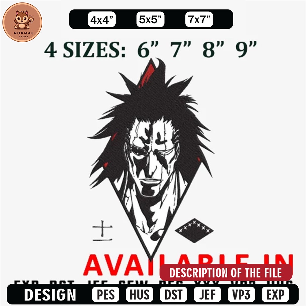 Kenpachi bleach embroidery design, Anime Embroidery, Anime shirt, Anime design, Embroidered shirt, digital download.jpg