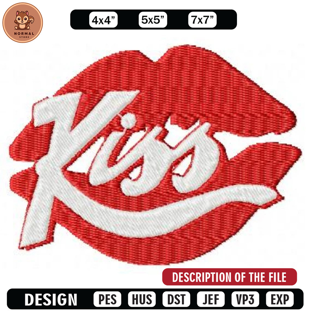 Kiss logo embroidery design, Embroidered shirt, Brand shirt, Brand Embroidery, Brand design, digital download.jpg