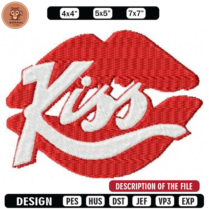 Kiss logo embroidery design, Embroidered shirt, Brand shirt, Brand Embroidery, Brand design, digital download.jpg