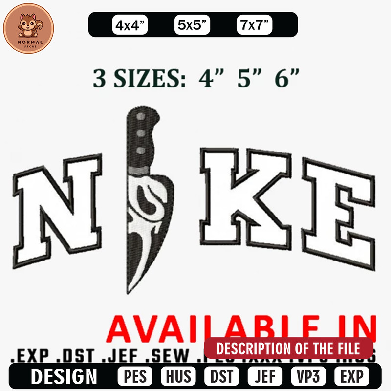 Knife ghost x nike embroidery design, Embroidered shirt, Brand Embroidery, Brand design, Brand shirt, digital download.jpg