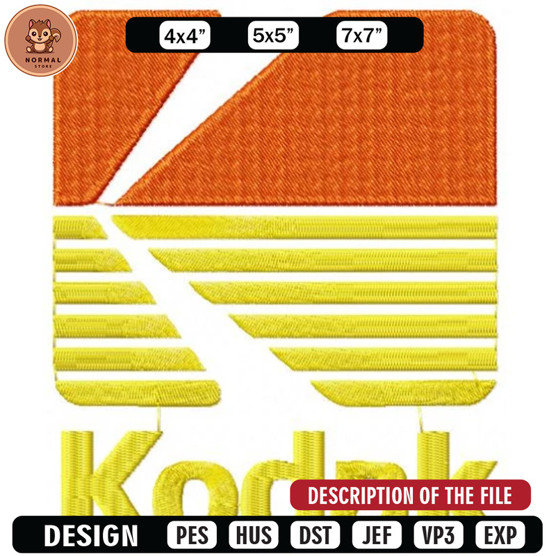 Kodak logo embroidery design, Embroidered shirt, Car Embroidery, Car design, Logo design, digital download.jpg