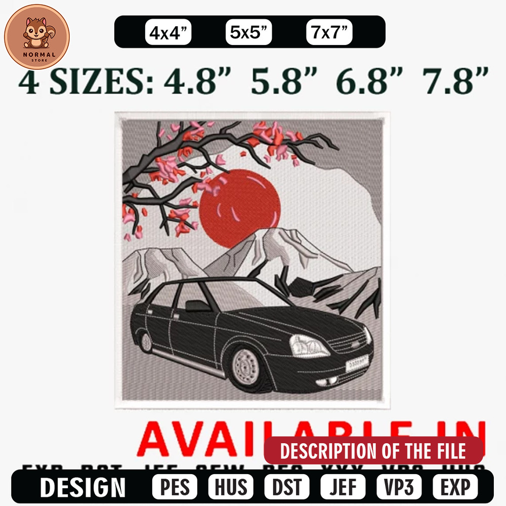 Lada and sakura embroidery design, Embroidered shirt, Car Embroidery, Car design, Logo design, digital download.jpg