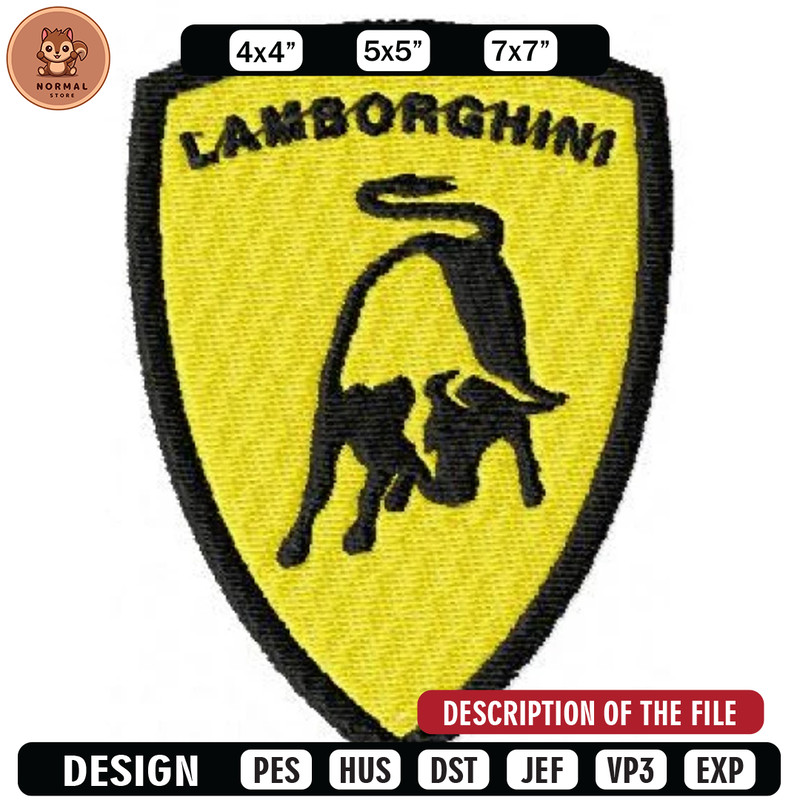 Lamboeghini car logo embroidery design, Embroidered shirt, Car Embroidery, Car design, Logo design, digital download.jpg