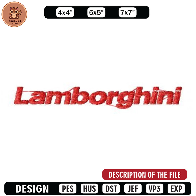 Lamboeghini logo text embroidery design, Embroidered shirt, Car Embroidery, Car design, Logo design, digital download.jpg