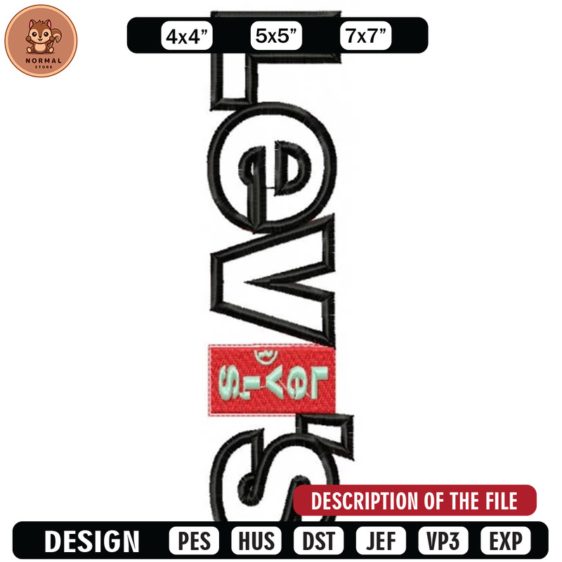 Levisvertical logo embroidery design, Embroidered shirt, Car Embroidery, Car design, Logo design, digital download.jpg