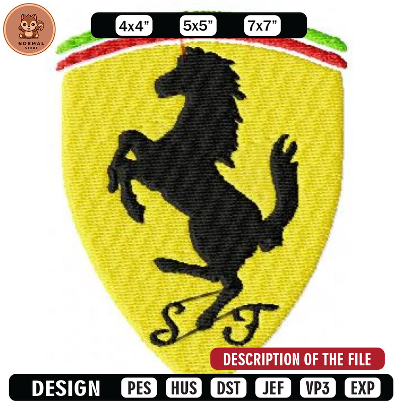 Log ferrari car embroidery design, Embroidered shirt, Car Embroidery, Car design, Logo design, digital download.jpg
