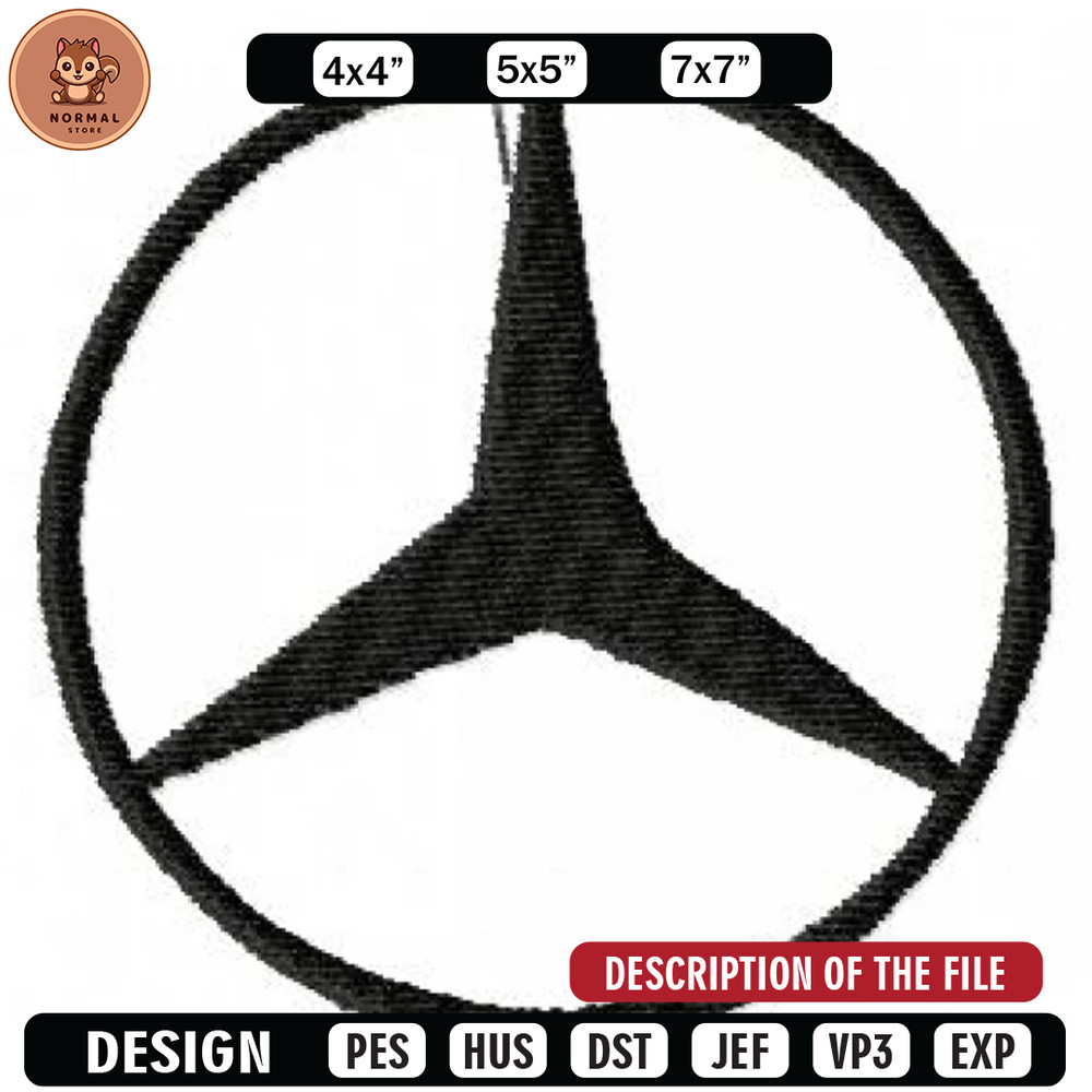 Mercedes car logo embroidery design, Embroidered shirt, Car Embroidery, Car design, Logo design, digital download.jpg