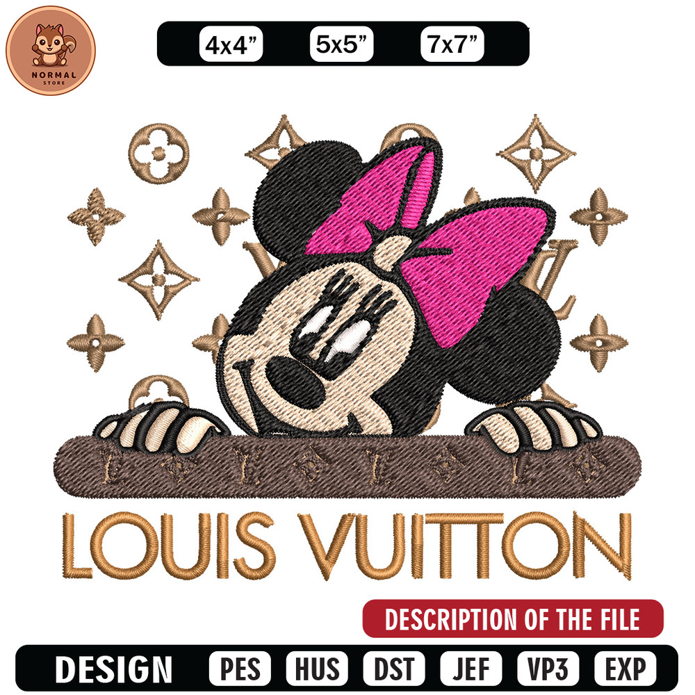 Minnie head lv Embroidery Design, Lv Embroidery, Embroidery File, Brand Embroidery, Logo shirt, Digital download.jpg