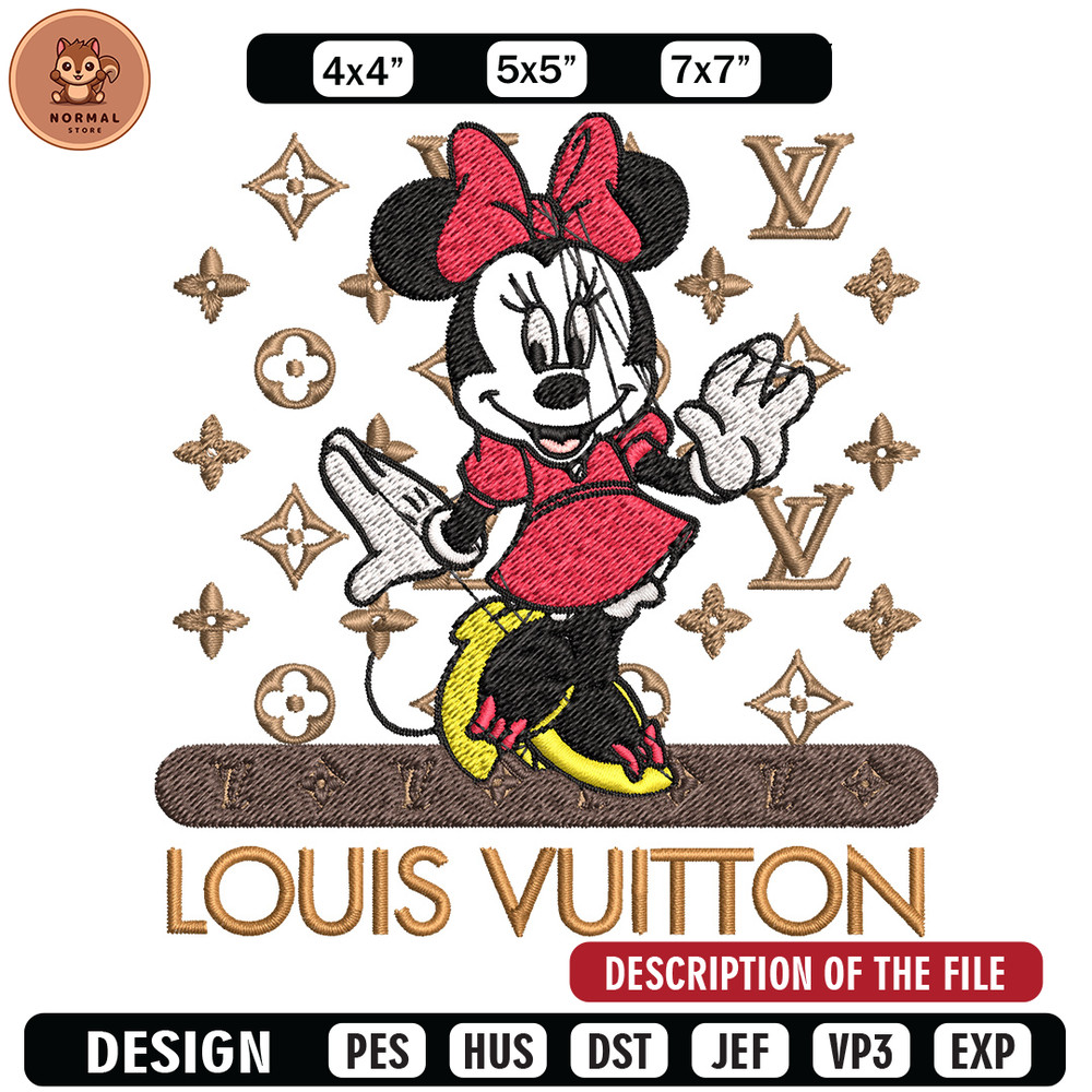 Minnie logo lv Embroidery Design, Lv Embroidery, Embroidery File, Brand Embroidery, Logo shirt, Digital download.jpg