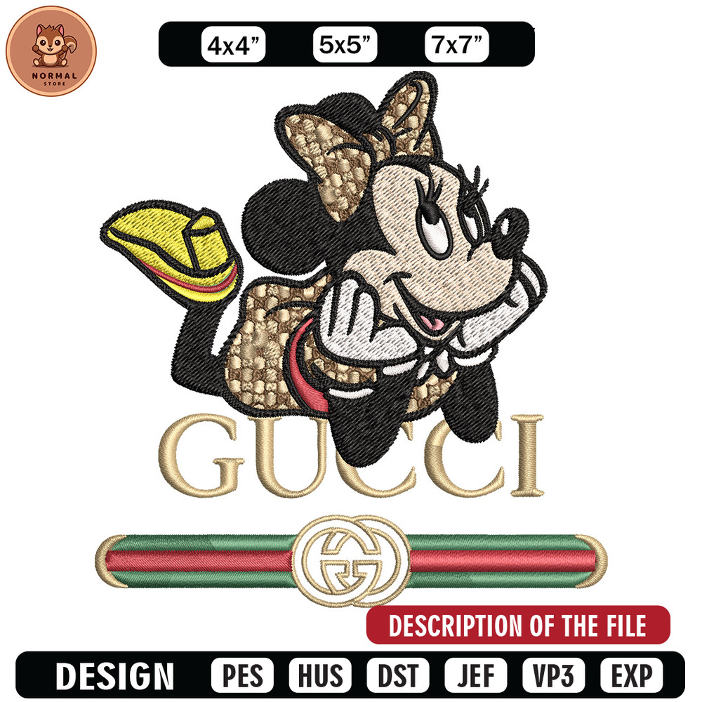 Minnie smile gucci Embroidery Design, Gucci Embroidery, Brand Embroidery, Logo shirt, Embroidery File, Digital download.jpg