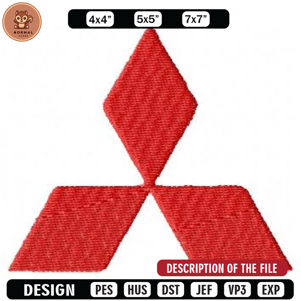 Mitsubishi car logo embroidery design, Embroidered shirt, Car Embroidery, Car design, Logo design, digital download.jpg