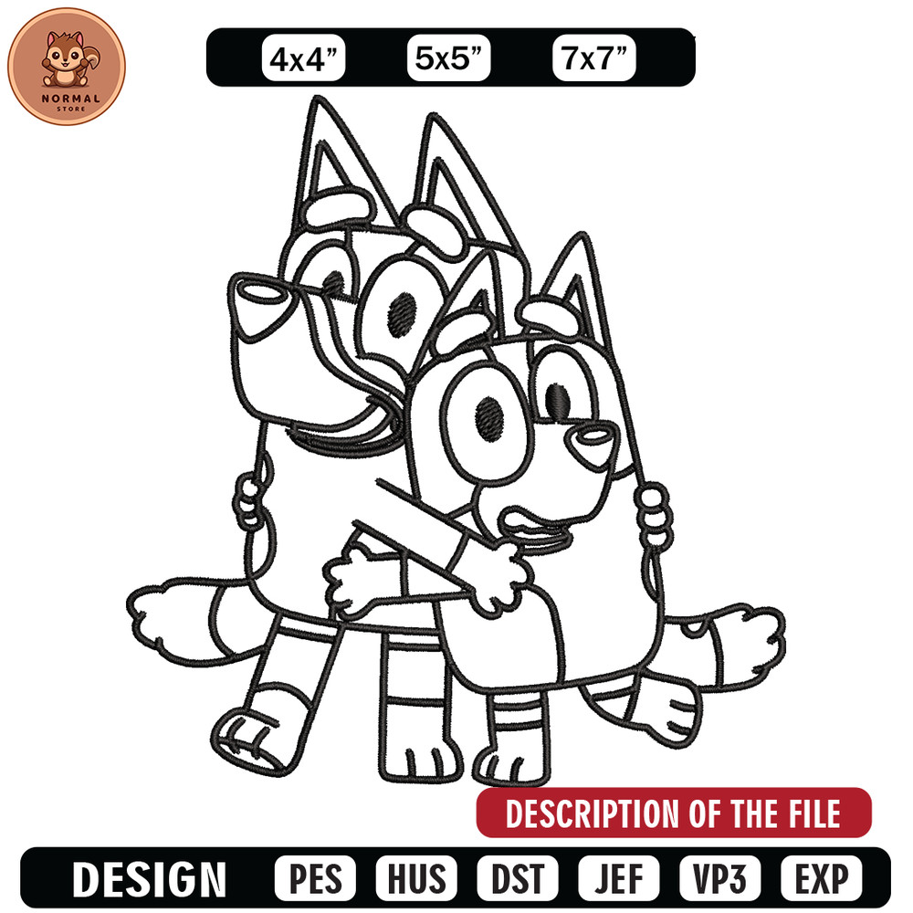 Mom and Dad Bluey Coloring Pages Embroidery, Bluey Embroidery, Embroidery File, cartoon design, Digital download..jpg