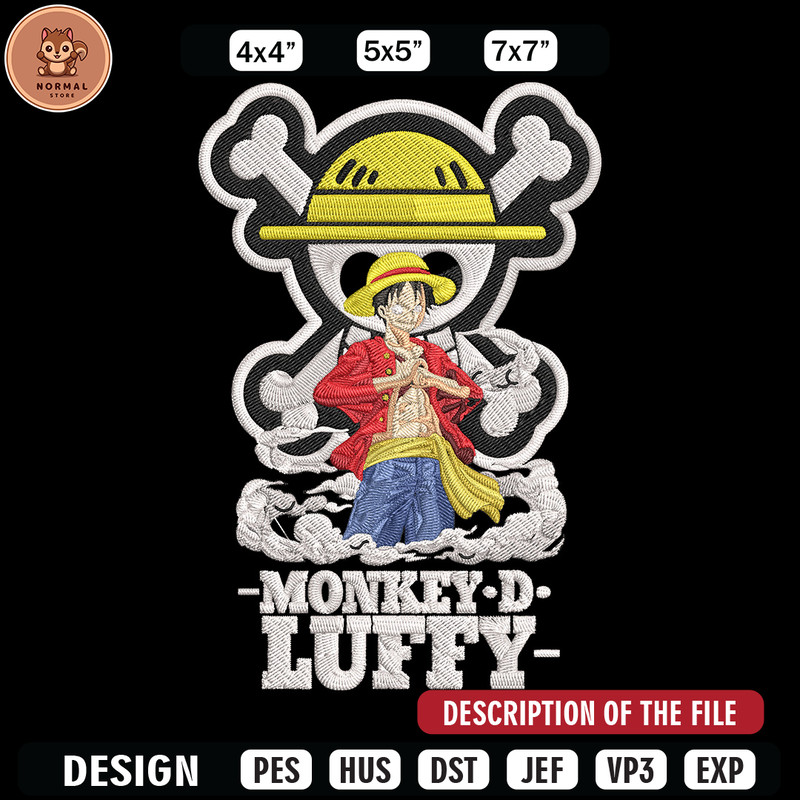 Monkey D Luffy Embroidery Design,One piece Embroidery, Embroidery File, Anime Embroidery, Anime shirt, Digital download.jpg