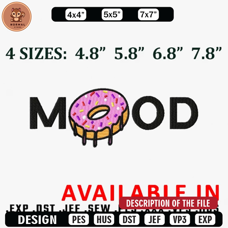 Mood donut embroidery design, Logo embroidery, Embroidered shirt, Logo shirt, Logo design, digital download.jpg