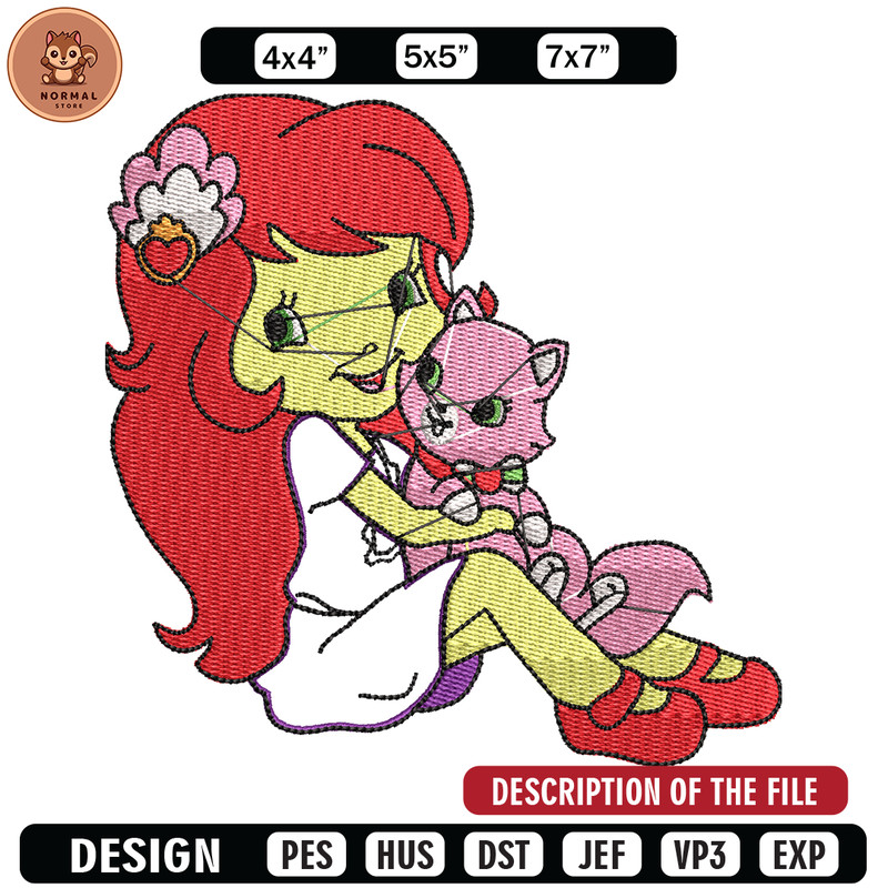 Morangunho gato aplique embroidery design, cartoon embroidery, Embroidery file, Nike design, Instant download.jpg