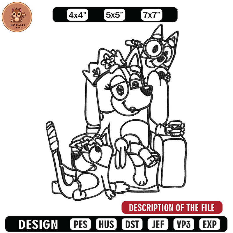 Mum bluey bingo Coloring Pages Embroidery, Bluey Embroidery, Embroidery File, cartoon design, Digital download..jpg