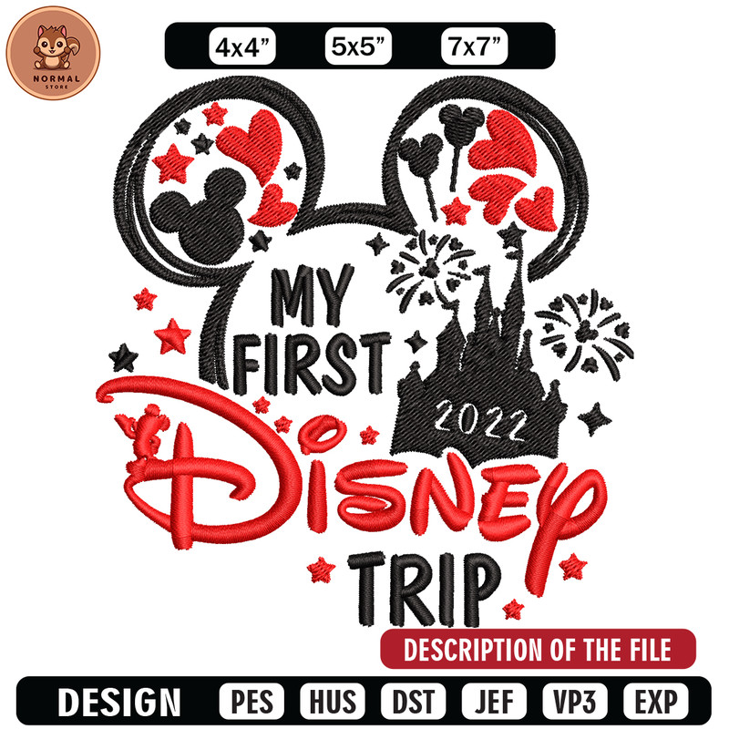 My First Disney Trip Embroidery design, Disney Embroidery, Disney design, Embroidery File, Digital download..jpg
