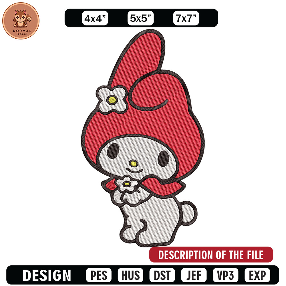 My Melody Embroidery Design, Hello kitty Embroidery, Embroidery File, Anime Embroidery, Anime shirt, Digital download.jpg