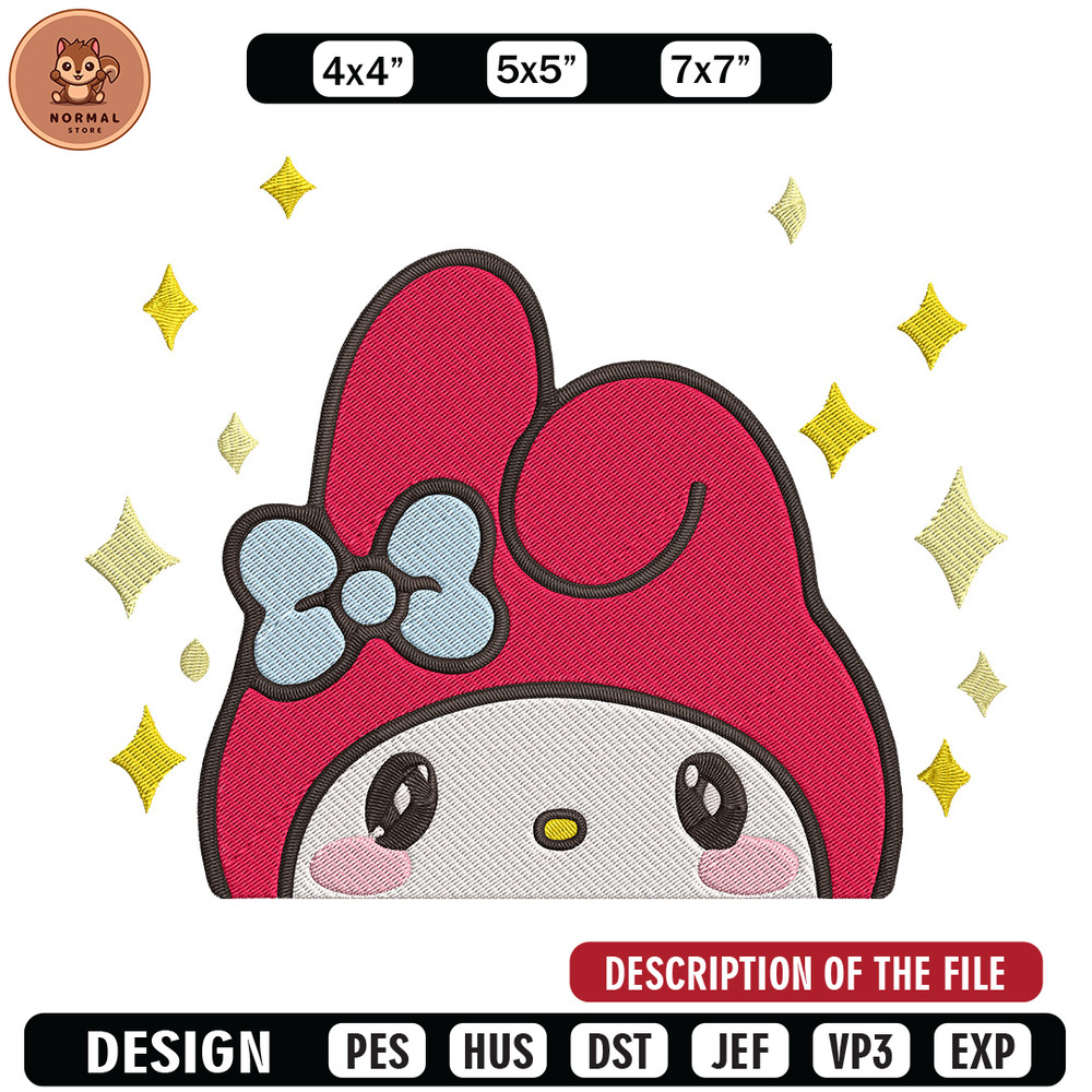 My Melody Peek Embroidery Design, Hello kitty Embroidery, Embroidery File, Anime Embroidery,Anime shirt,Digital download.jpg