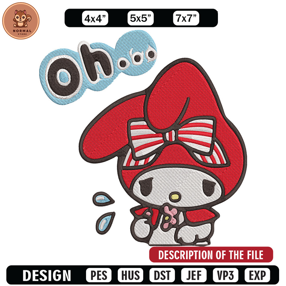 My Melody sad Embroidery Design, Hello kitty Embroidery, Embroidery File, Anime Embroidery, Digital download.jpg