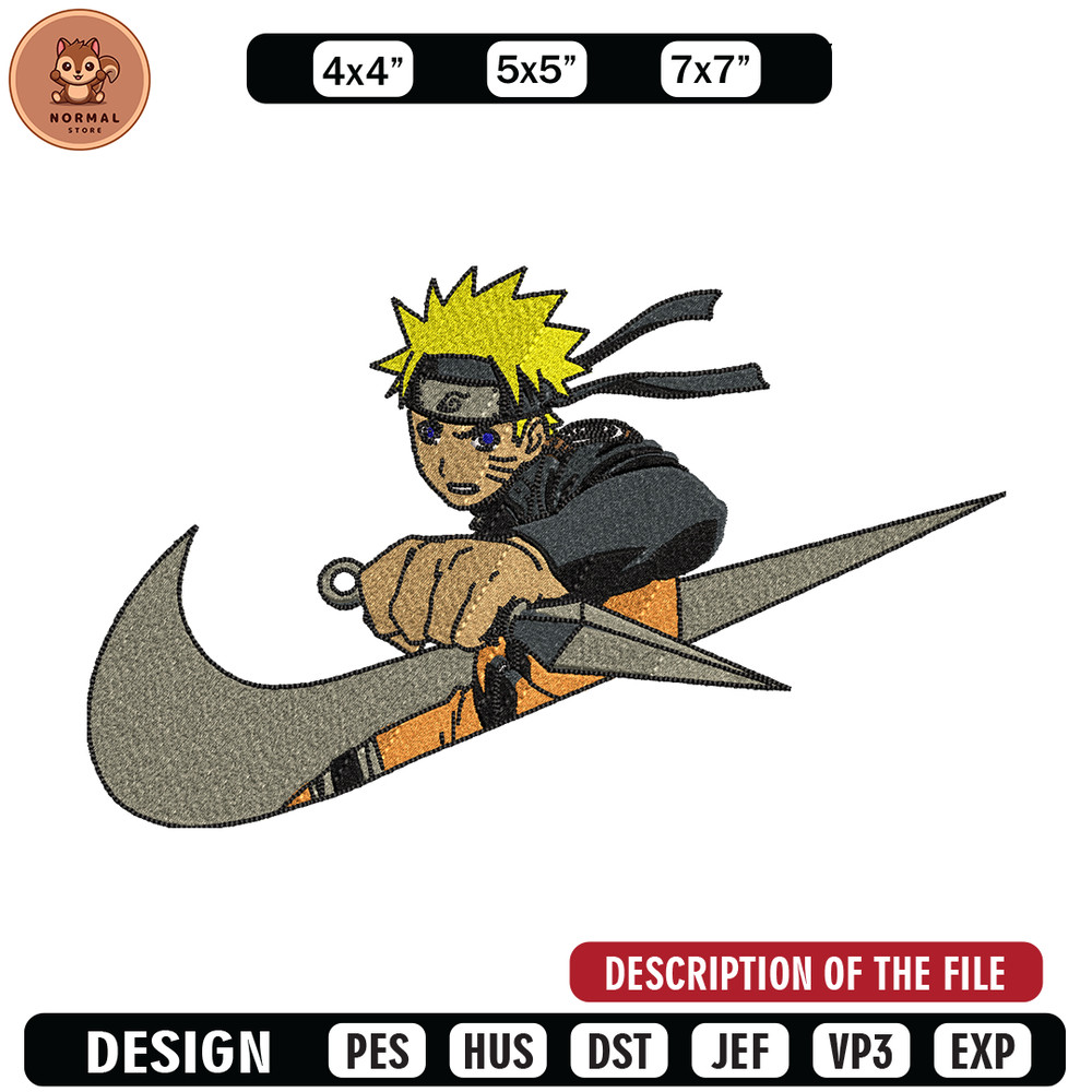 Naruto Kunai Nike Nike embroidery design, Naruto embroidery, Nike design, anime design, anime shirt, Digital download.jpg