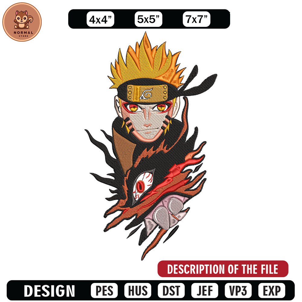 Naruto x kurama Embroidery Design, Naruto Embroidery, Embroidery File, Anime Embroidery, Anime shirt, Digital download..jpg