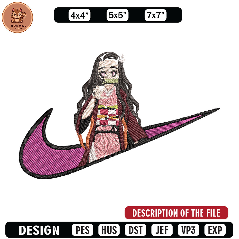 Nezuko x nike Embroidery Design, Demon slayer Embroidery,Embroidery File, Nike Embroidery, Anime shirt, Digital download.jpg