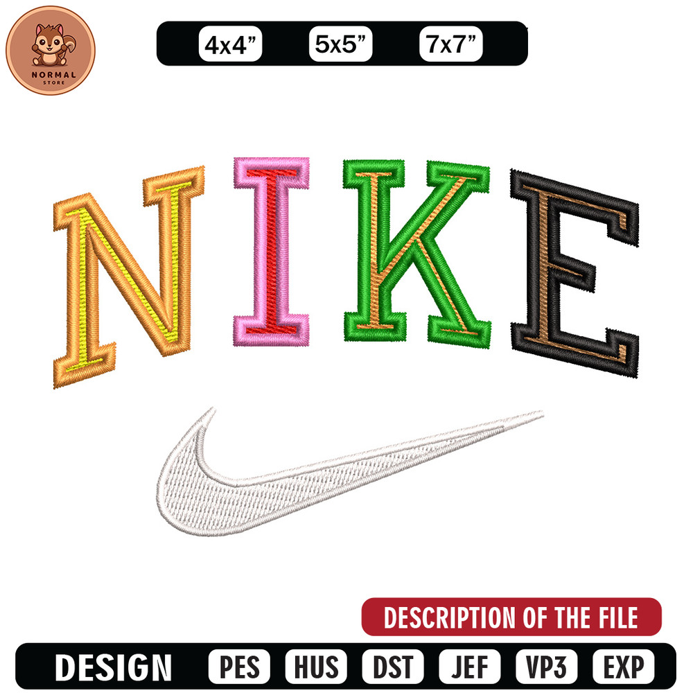 Nike color embroidery design, Nike embroidery, Nike design, Embroidery shirt, Embroidery file, Digital download.jpg