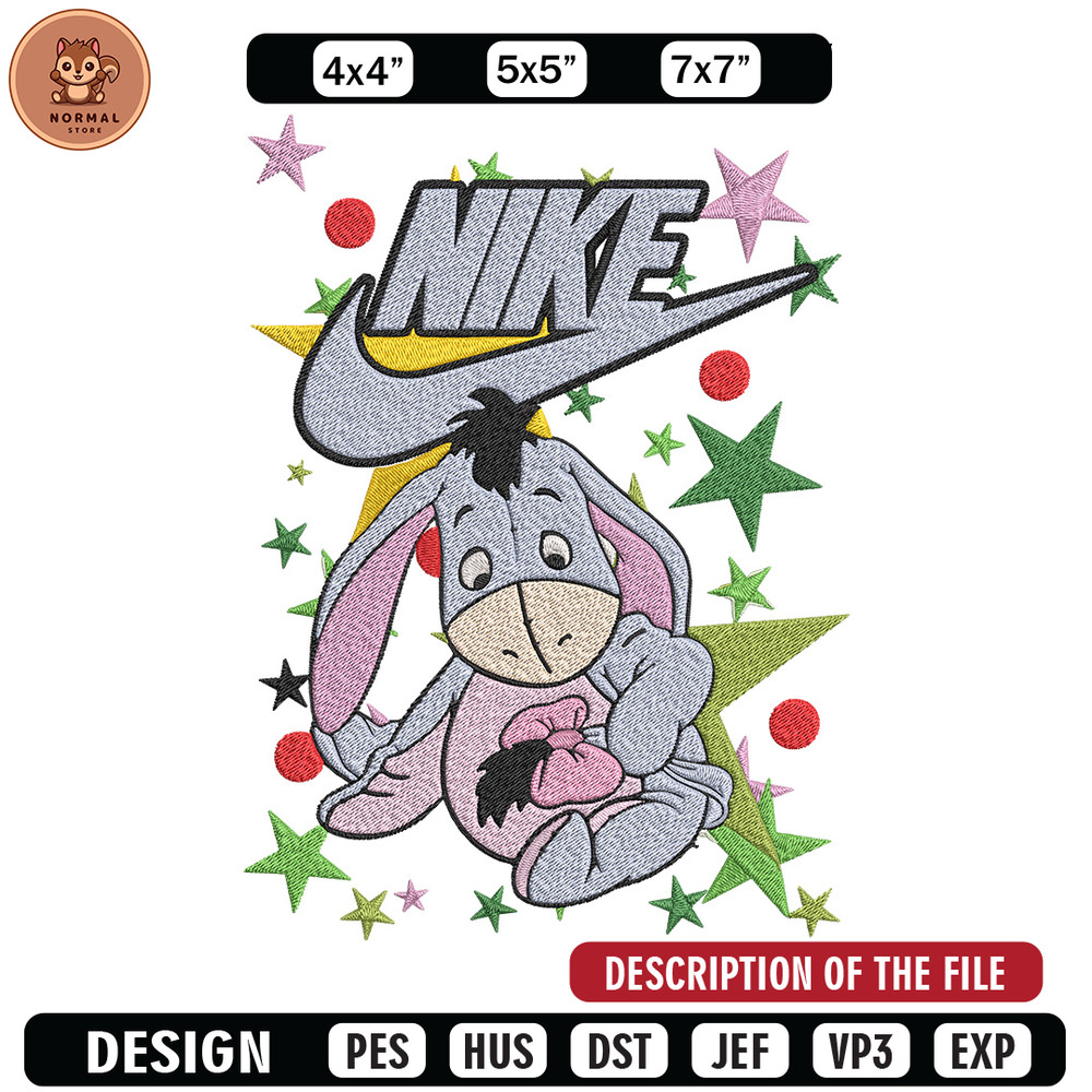 Nike Eeyore Embroidery Design, Pooh Embroidery, Embroidery File, Nike Embroidery, Anime shirt, Digital download..jpg