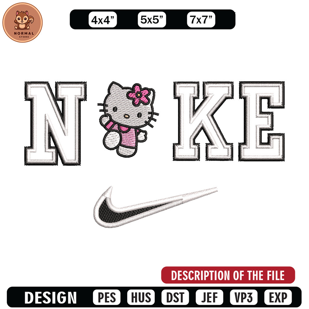 Nike kitty embroidery design, Hello kitty embroidery, Emb design, Embroidery shirt, Embroidery file, Digital download.jpg