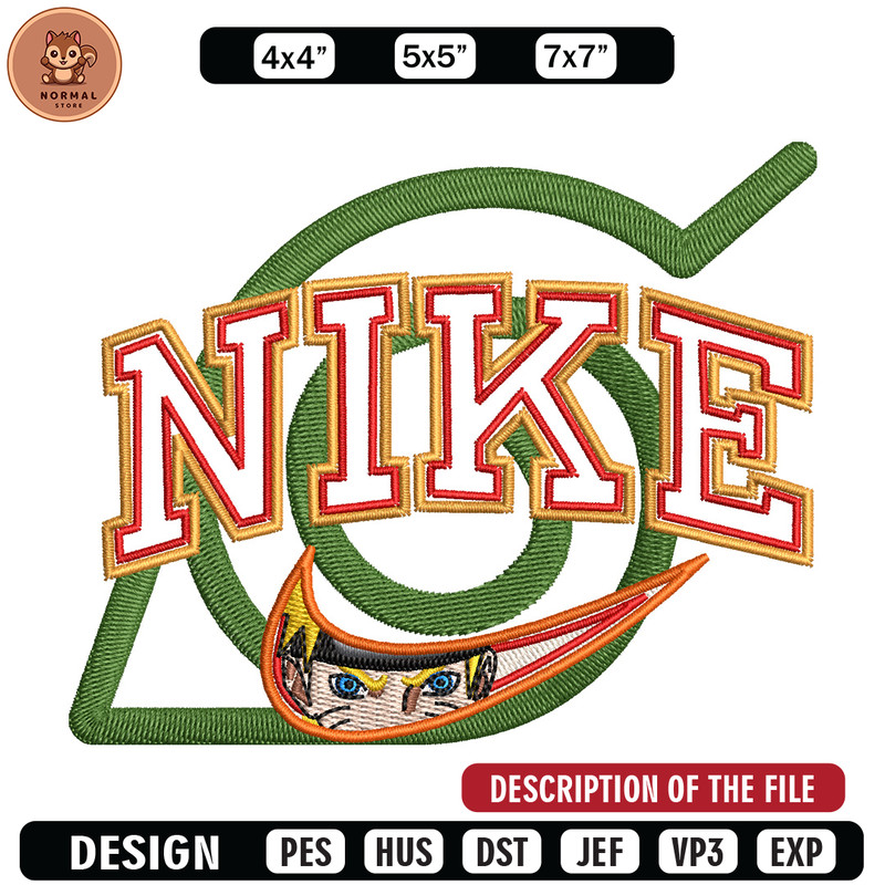 Nike konoha logo embroidery design, Naruto embroidery, Nike design,Embroidery shirt, Embroidery file, Digital download.jpg